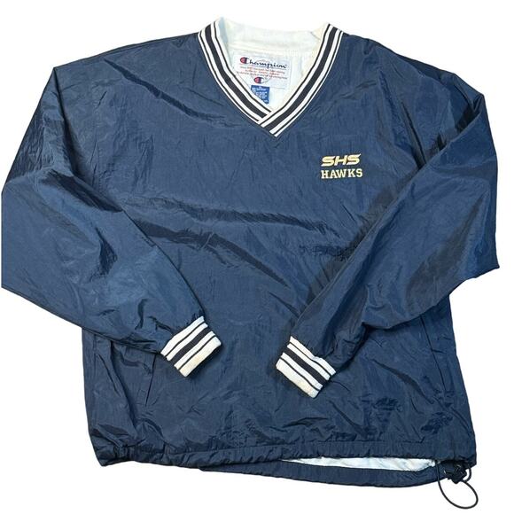 Champion Other - Champion SHS Hawks Vintage Blue Pullover V-Neck Lined Windbreaker Jacket Size XL